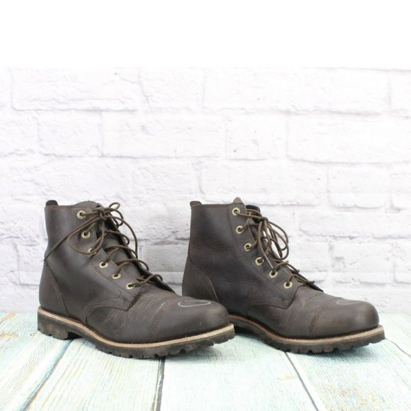 LL Bean Brown Leather Cap Toe Vibram Sole Casual Ankle Boots Size 11.5 Wide - Picture 3 of 9